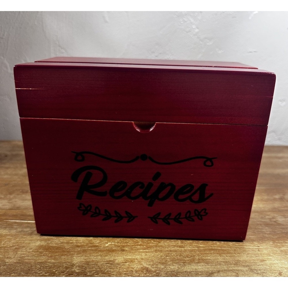 Wooden BOHO Recipe Box With Cute Variety Of Cards